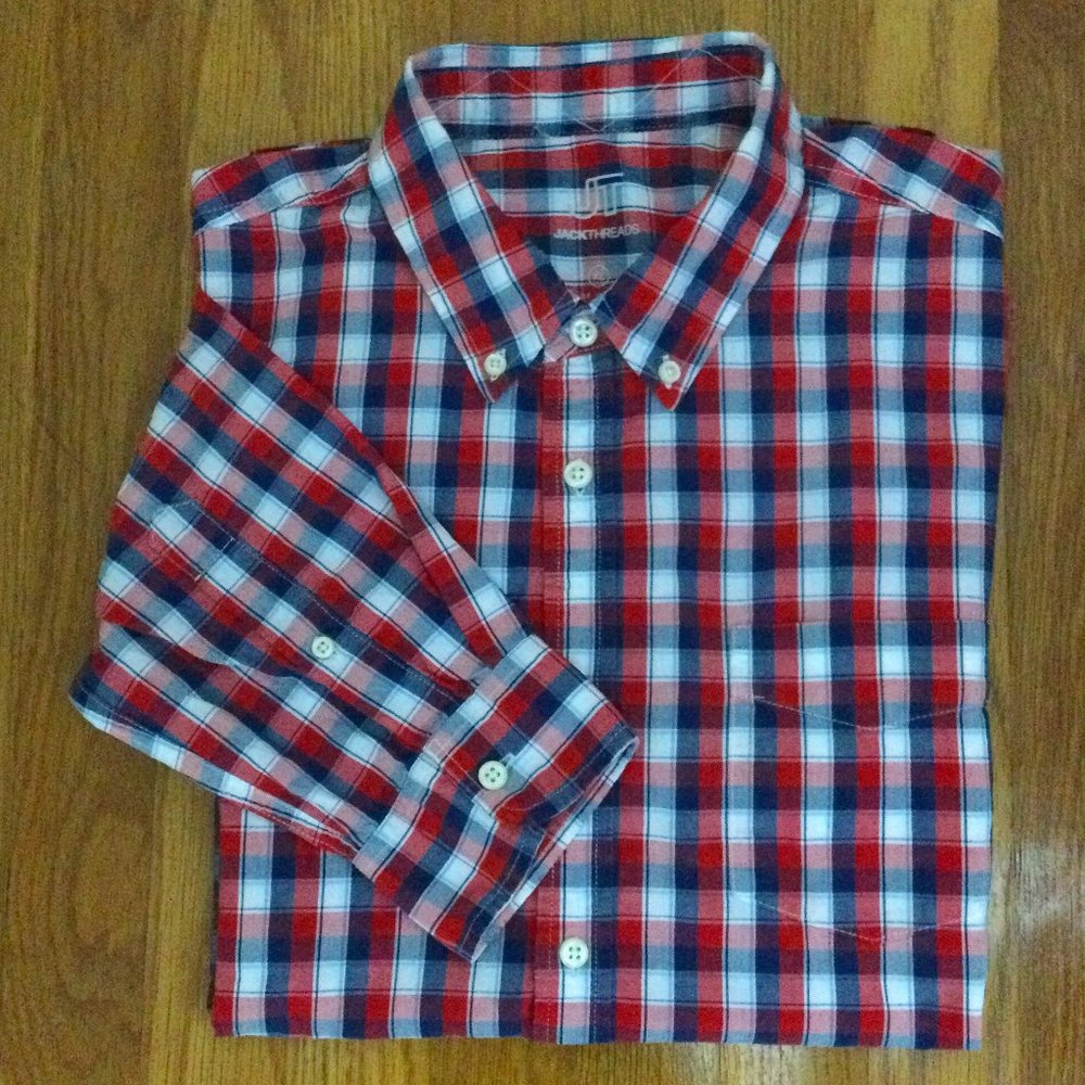 JackThreads 100% Cotton Plaid Button Down Long Sleeved Shirt SZ XL